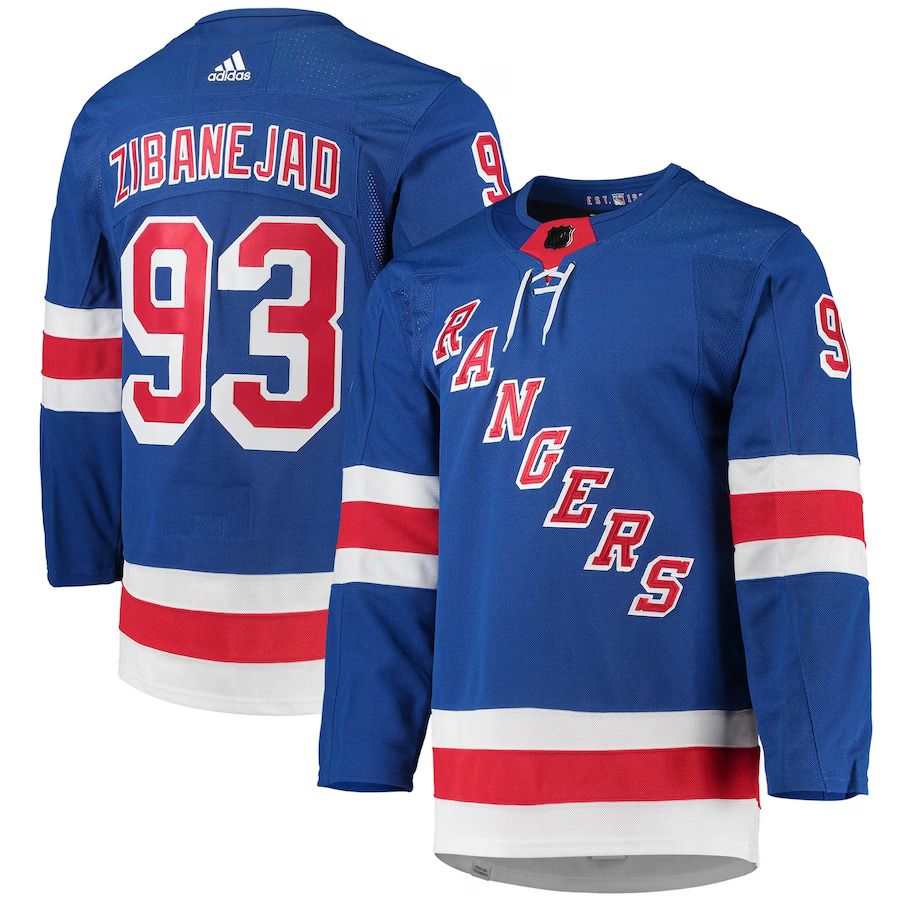 Men New York Rangers 93 Mika Zibanejad adidas Blue Home Primegreen Authentic Pro Player NHL Jersey